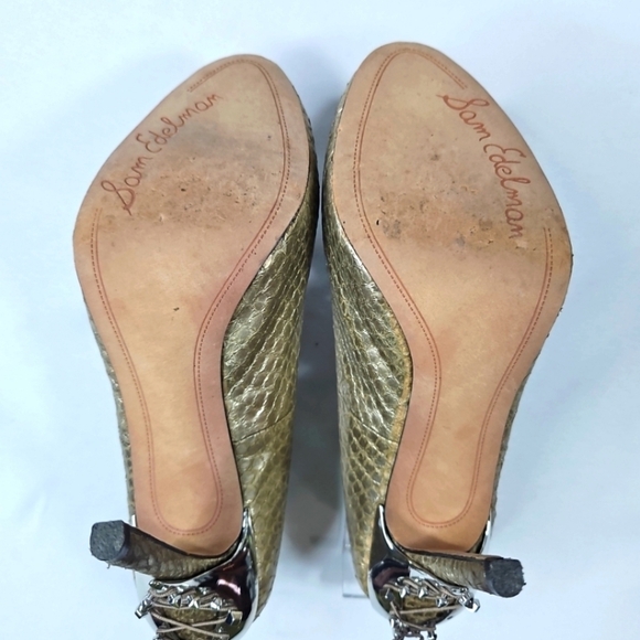 Sam Edelman Gold Evan Studded Heels Size 6.5 - Picture 7 of 7